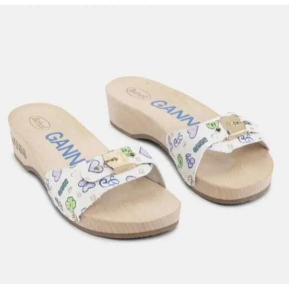 GANNI x DR. Scholl’s Sandals Kiosk Parrot Slides Wooden Platform Shoe EU 40 US 9 - Picture 3 of 16